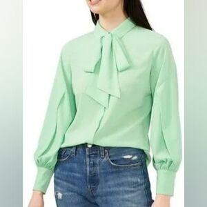 Riley Rae Women's Light Green Tie-Neck Blouse Chiffon
